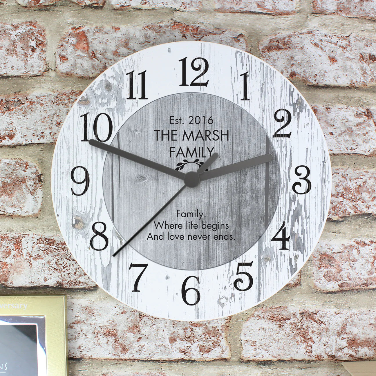 Personalised Any Message Shabby Chic Large Wooden Clock
