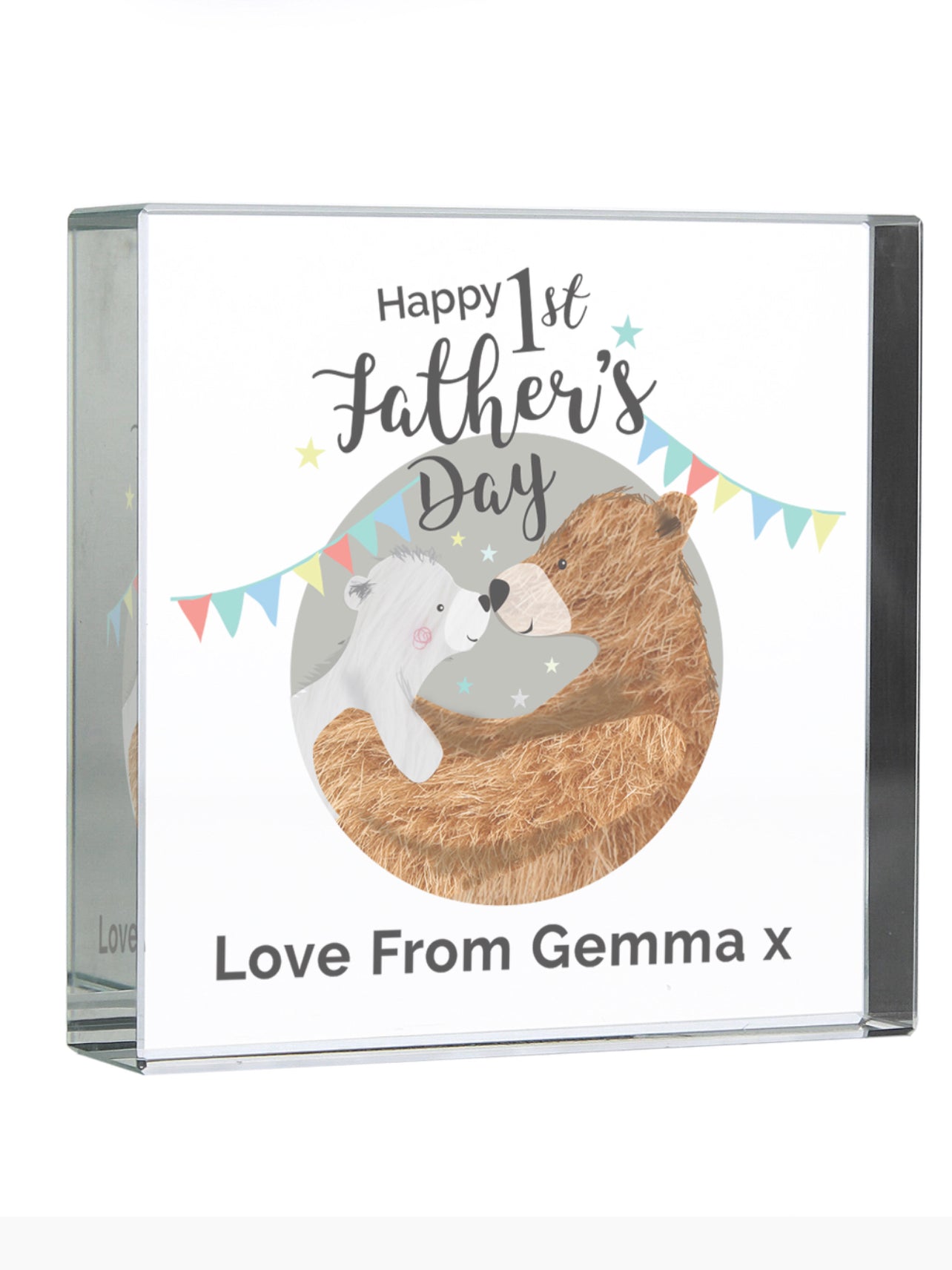 Personalised 1st Father's Day Daddy Bear Crystal Token