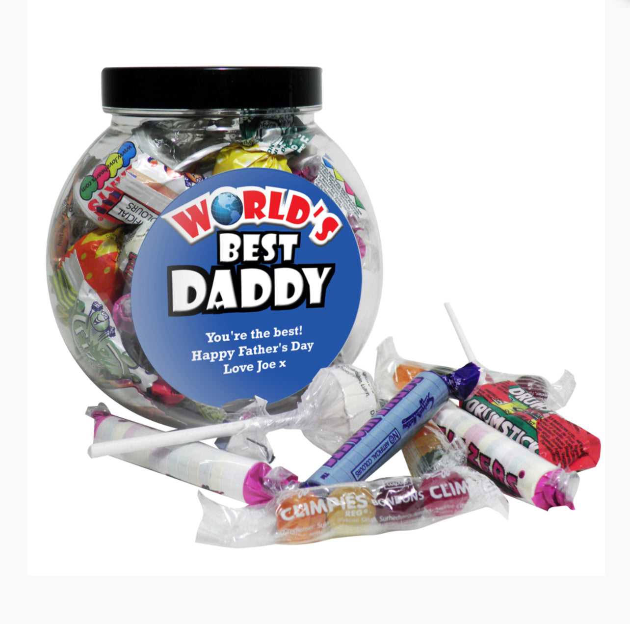 Personalised Blue Worlds Best Sweet Jar