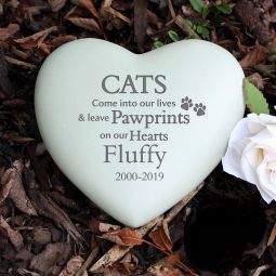 Personalised Dog / Cat Pawprints Heart Memorial
