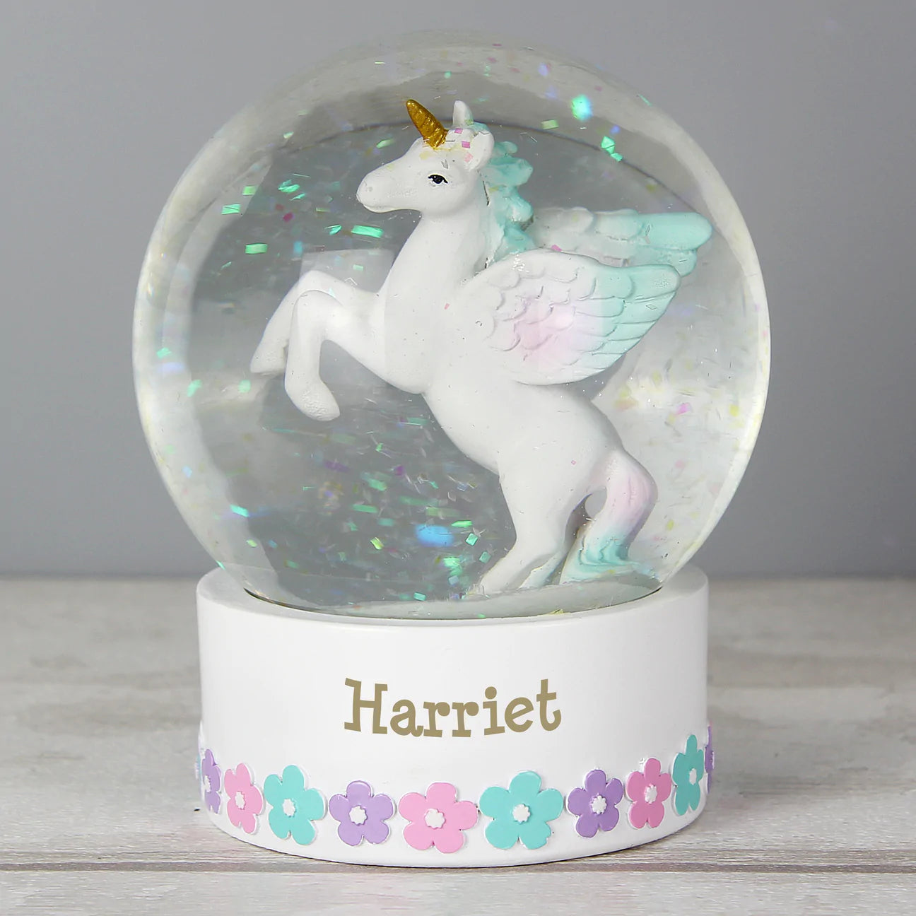 Personalised Unicorn Name Snow Globe