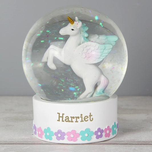 Personalised Unicorn Name Snow Globe