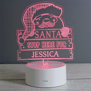 Personalised Santa Stop Here LED Colour Changing Night Light