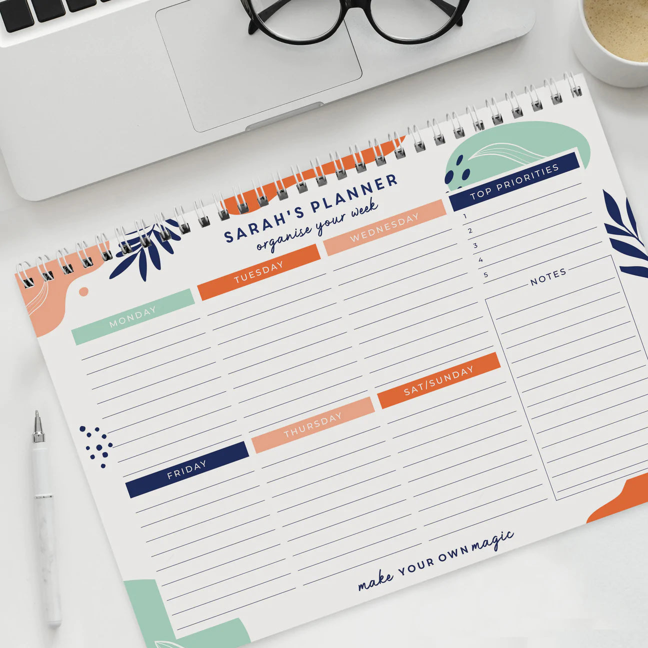 Personalised Tropical A4 Desk Planner