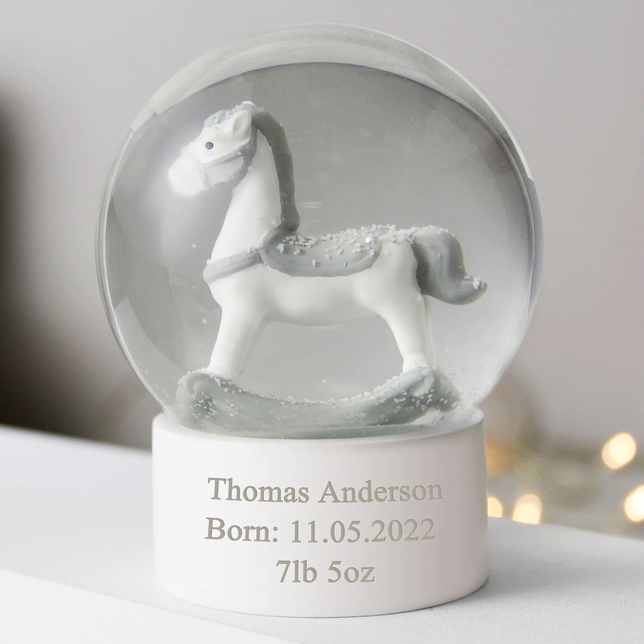 Personalised Free Text Rocking Horse Glitter Snow Globe