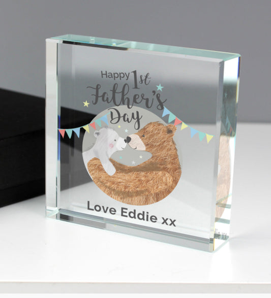 Personalised 1st Father's Day Daddy Bear Crystal Token