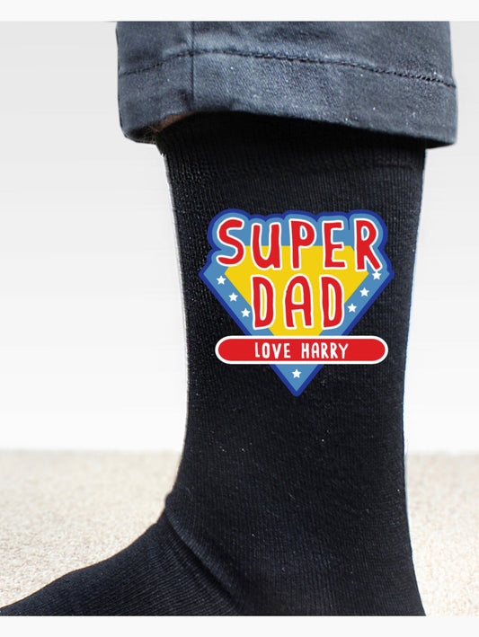 Personalised Super Dad Mens Socks