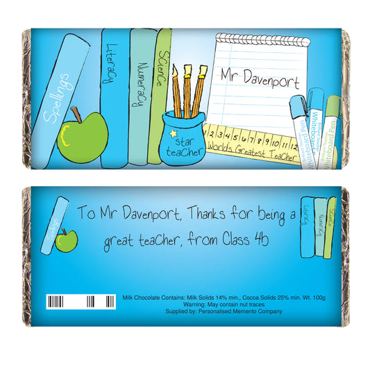 Personalised Teachers Male Milk Chocolate Bar
