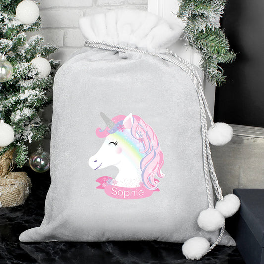 Personalised Unicorn Christmas Luxury sack