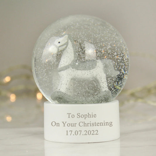 Personalised Free Text Rocking Horse Glitter Snow Globe