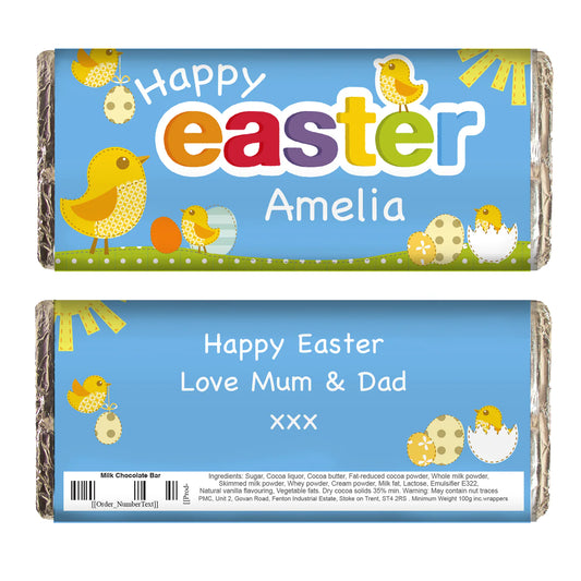 Personalised Easter Chick Milk Chocolate Bar