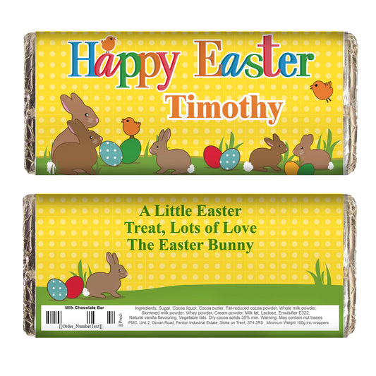 Personalised Easter Bunny Milk Chocolate Bar
